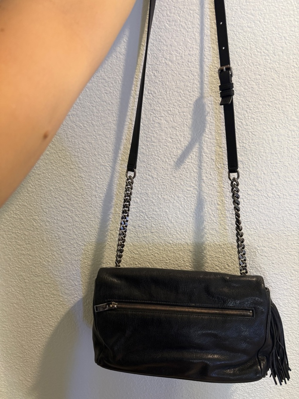 Saint Laurent Black Leather Chain Shoulder Bag with Tassel/Original Bag. - Picture 2 of 8